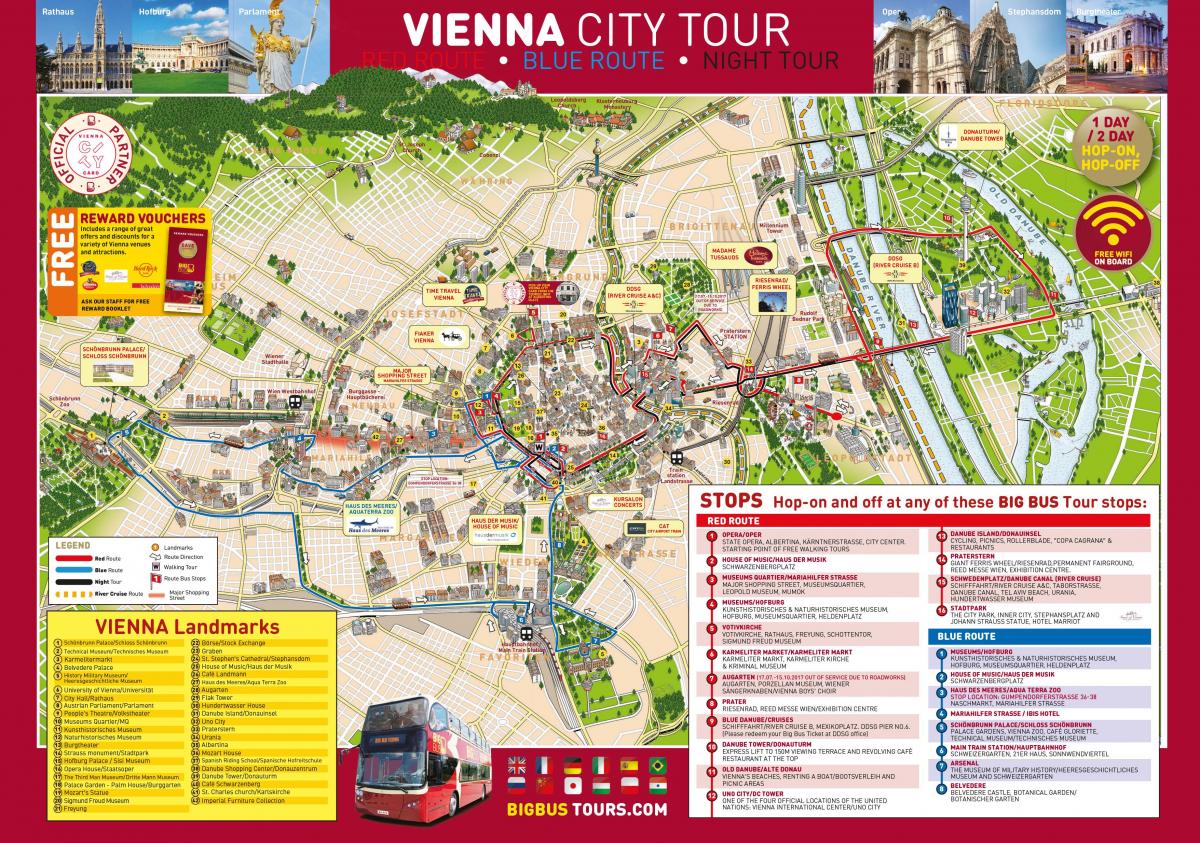 Beč veliki bus tour na karti