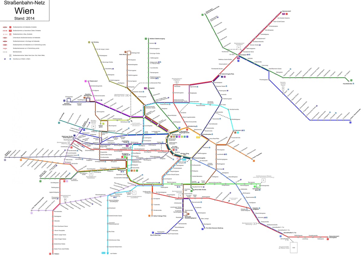 Beč tramvaj karta