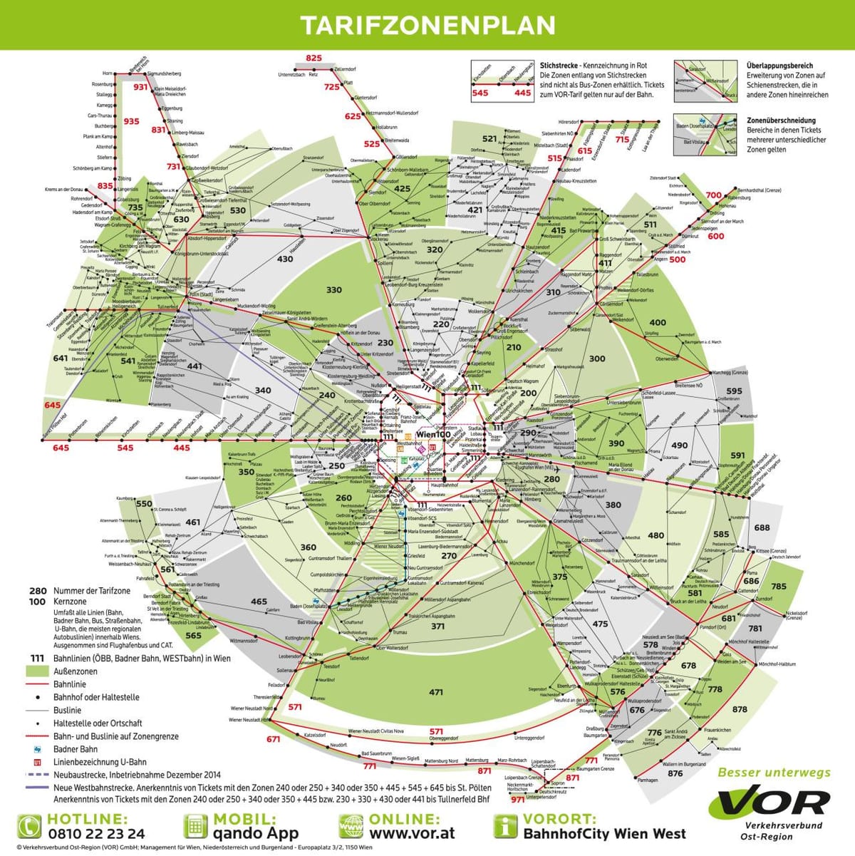Karta Beča zone podzemne željeznice 100