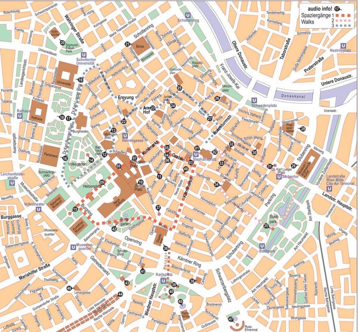 Beč Austrija grad-centar na karti