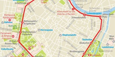 Bečki ring tramvaj put na karti